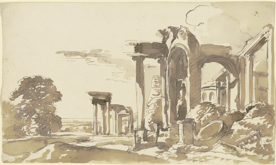Antike Ruinen in einer Landschaft à Franz Innocenz Josef Kobell