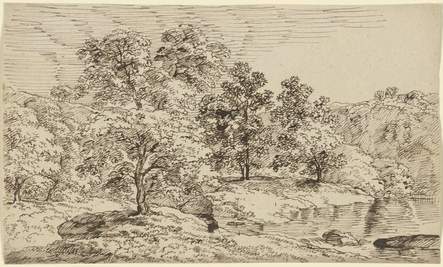 Baumgruppe an einem Gewässer à Franz Innocenz Josef Kobell