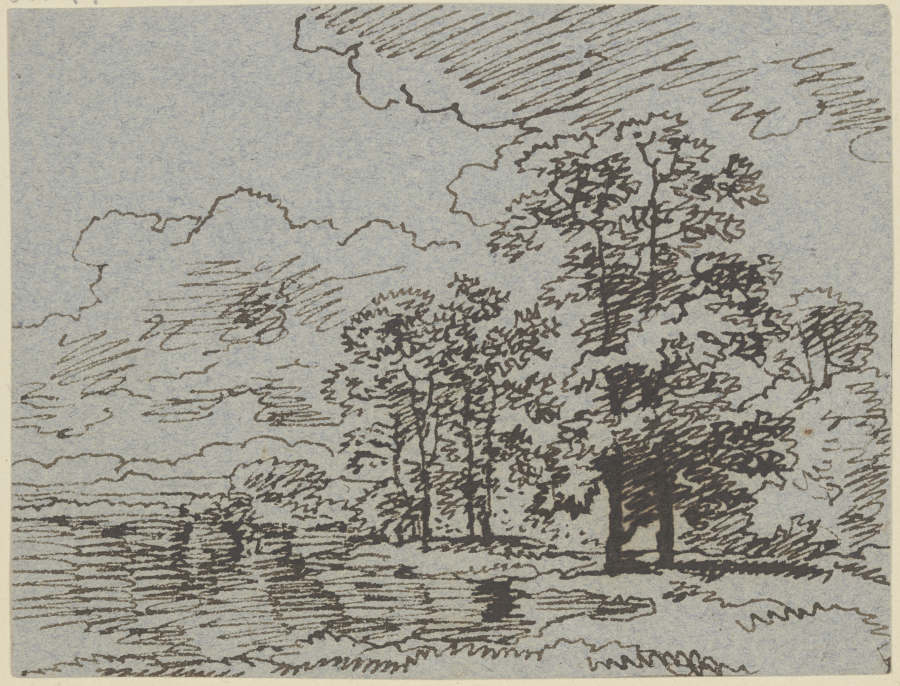 Baumgruppe bei einem Gewässer à Franz Innocenz Josef Kobell