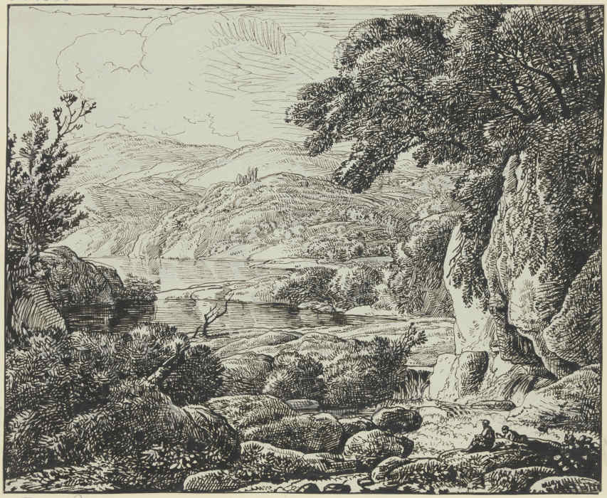 View into a river valley à Franz Innocenz Josef Kobell