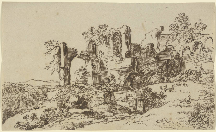 Burg- oder Kirchenruine in einer Landschaft à Franz Innocenz Josef Kobell