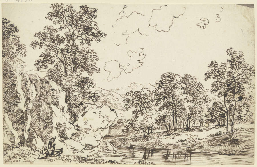 Felsige Landschaft mit Bäumen und Staffagefiguren à Franz Innocenz Josef Kobell