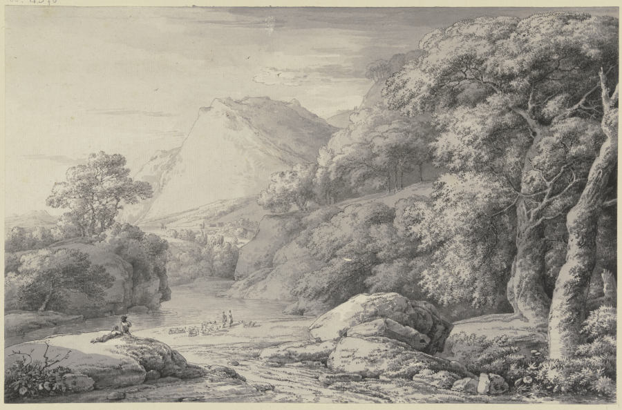 River valles in the mountains à Franz Innocenz Josef Kobell