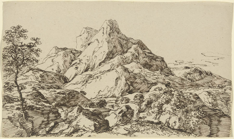 Gebirge mit zwei Wanderern à Franz Innocenz Josef Kobell