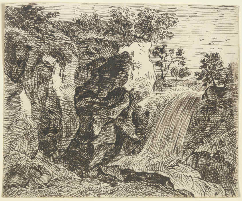 Gebirgslandschaft mit Wasserfall à Franz Innocenz Josef Kobell