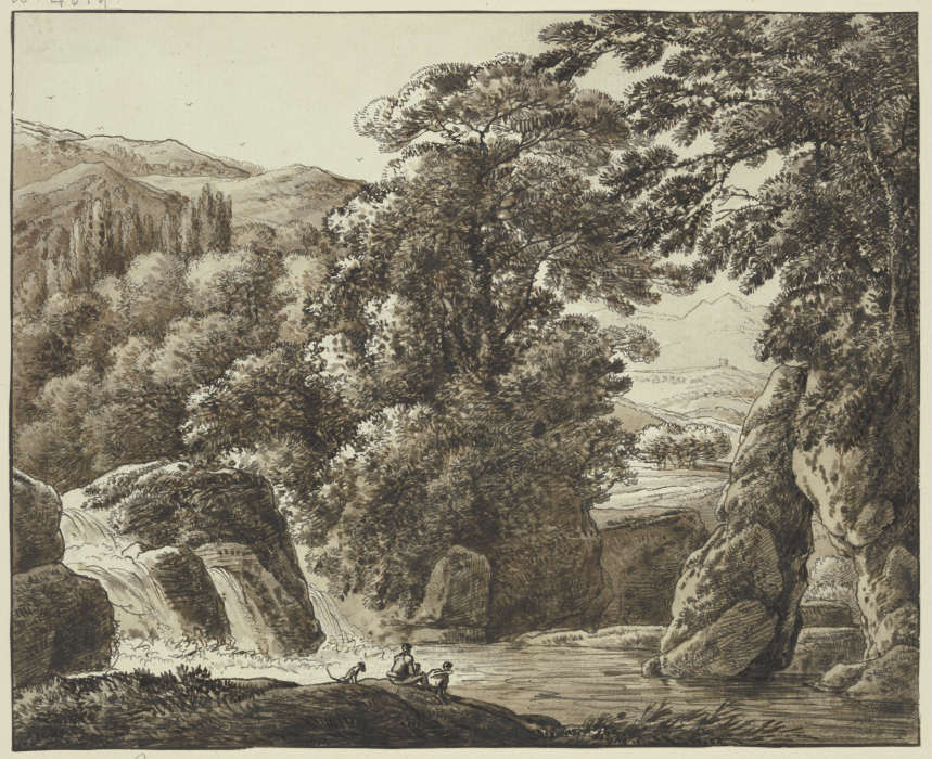 Gebirgslandschaft mit Wasserfall à Franz Innocenz Josef Kobell