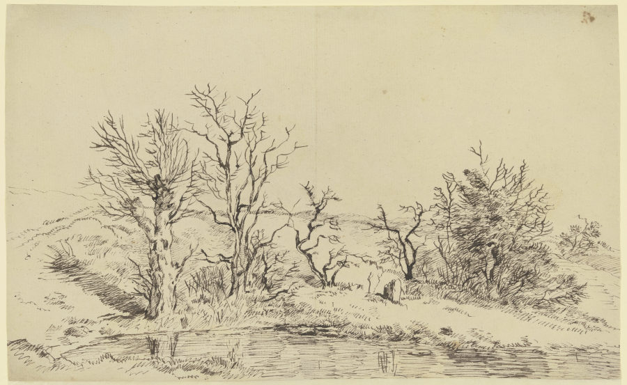 Kahle Bäume an einem Gewässer à Franz Innocenz Josef Kobell
