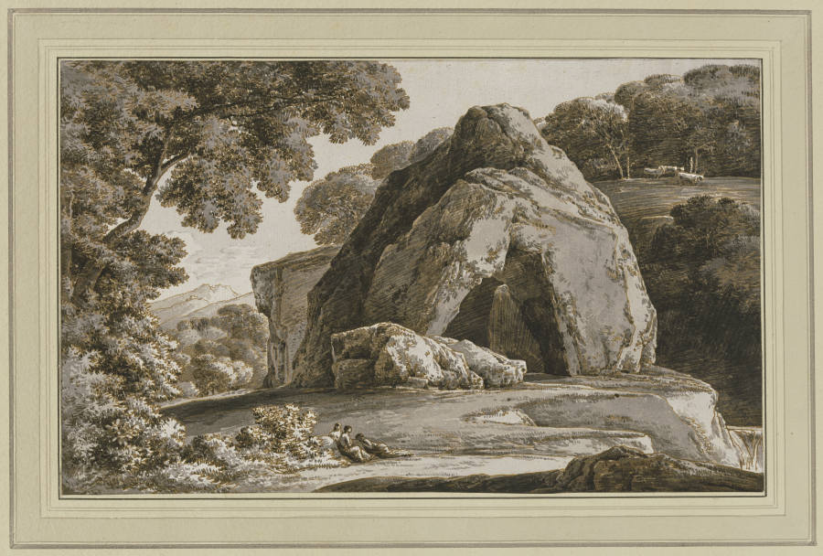 Landschaft mit Felsentor an einem Wasserfall à Franz Innocenz Josef Kobell