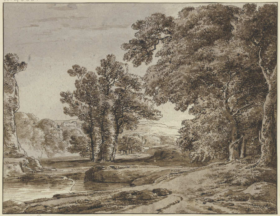 Landschaft mit Fluß und hohen Bäumen à Franz Innocenz Josef Kobell