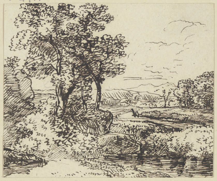 Landschaft mit Gewässer und Bäumen à Franz Innocenz Josef Kobell