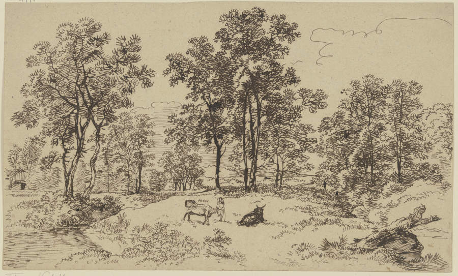 Landschaft mit Hirte und zwei Rindern à Franz Innocenz Josef Kobell