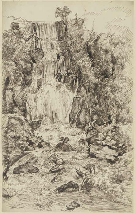 Landschaft mit hohem Wasserfall à Franz Innocenz Josef Kobell