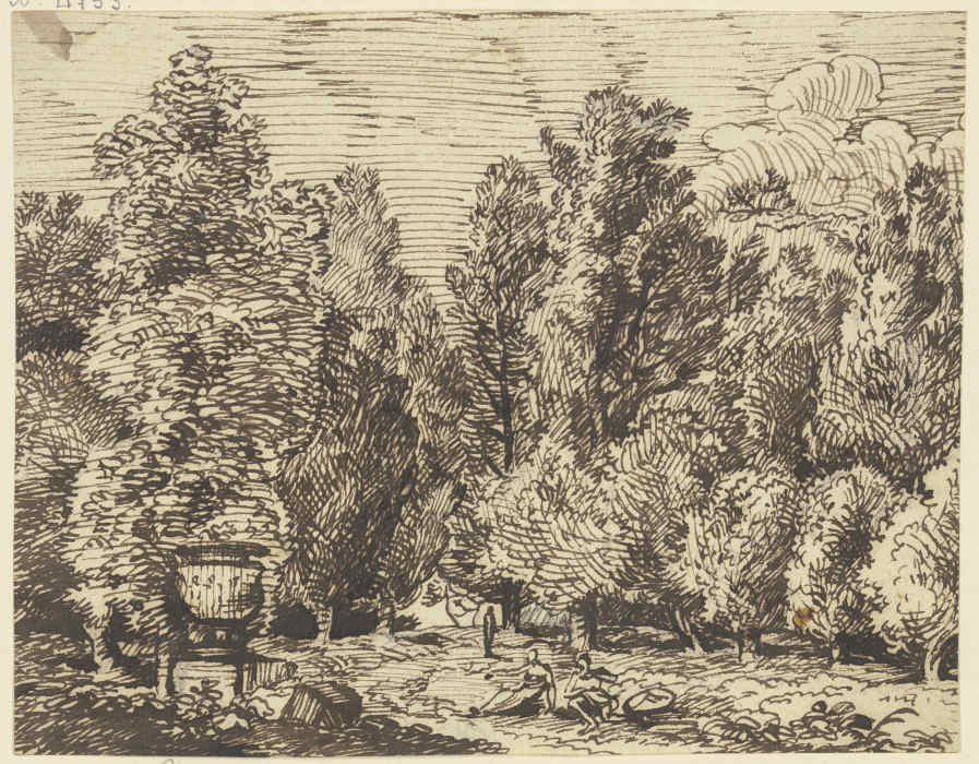 Landschaft mit hohen Bäumen und antikischer Staffage à Franz Innocenz Josef Kobell