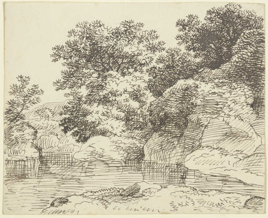 Embankment with trees à Franz Innocenz Josef Kobell