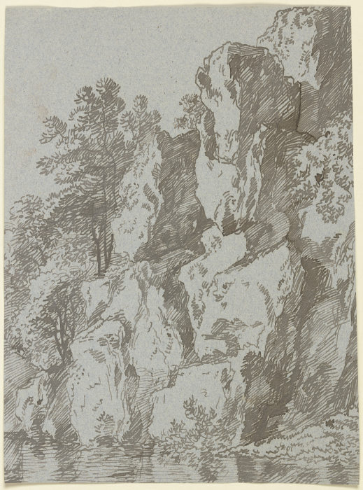 Zerklüftete Felswand an einem Gewässer à Franz Innocenz Josef Kobell