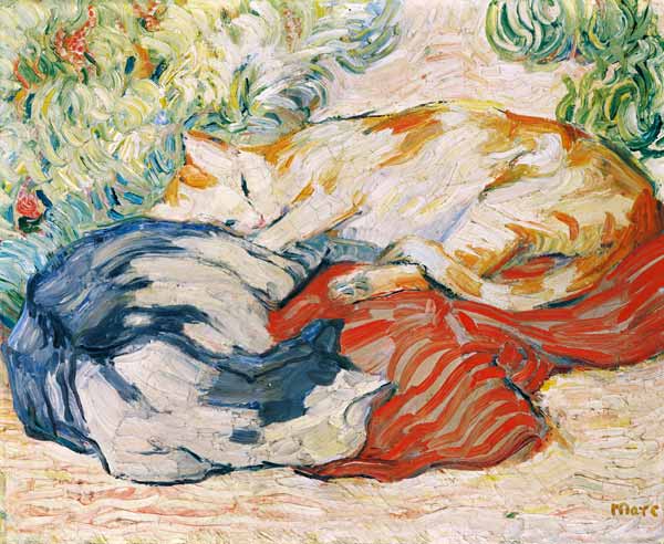 Chats sur le chiffon rouge. à Franz Marc