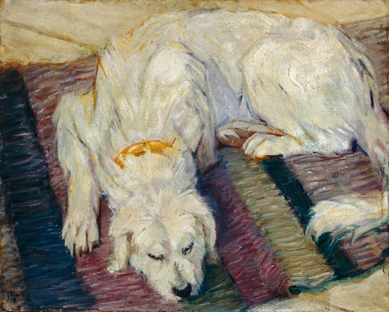 Chien allongé (portrait de chien) à Franz Marc