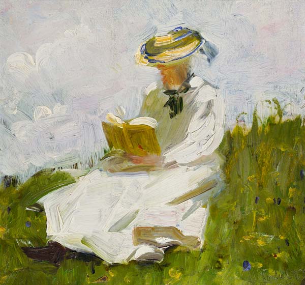 Femme lisant dans la verdure à Franz Marc