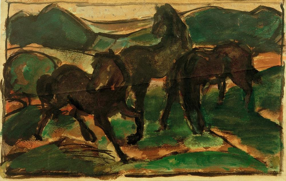 Horses on the Meadow I à Franz Marc