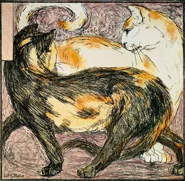 Two Cats (sketch) à Franz Marc