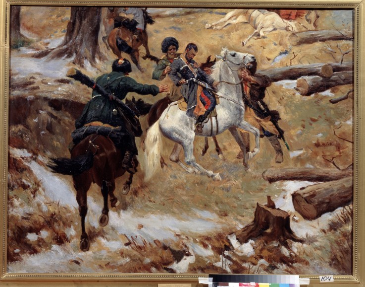 Death of the major general Nikolay Sleptsov on a fight in Chechnya on 10 December 1851 à Franz Roubaud
