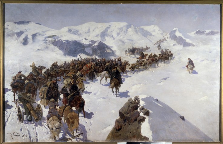 Count Argutinsky crossing the Caucasian range à Franz Roubaud