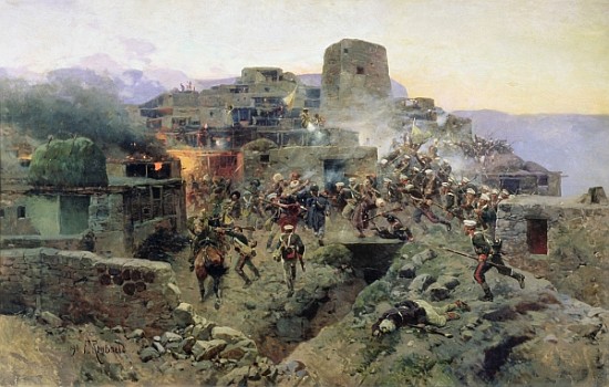 The Capture of Aul Gimry, 17th October 1832 à Franz Roubaud