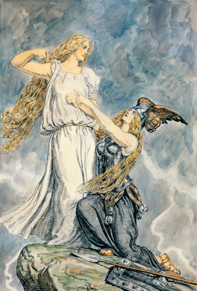 Brünnhilde and Waltraute, Götterdammerung, Act 1 à Franz Stassen