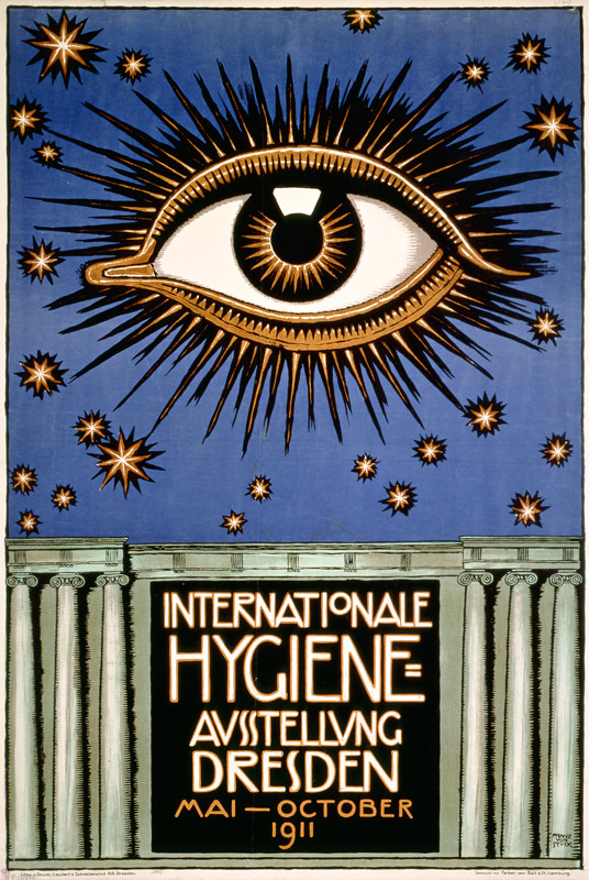 Advertisement for the 'First International Hygiene Exhibition' in Dresden, printed by Leutert und Sc à Franz von Stuck