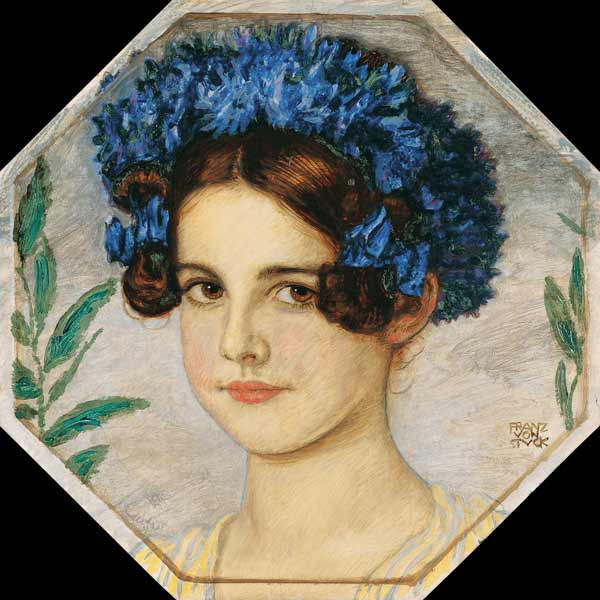 Die Tochter des Künstlers mit Kornblumen im Haar à Franz von Stuck