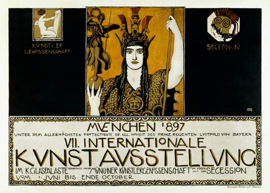 Affiche originale de la VII exposition internationale d'oeuvres d'art à Franz von Stuck
