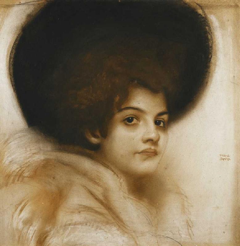 Porträt einer Dame mit Hut. à Franz von Stuck