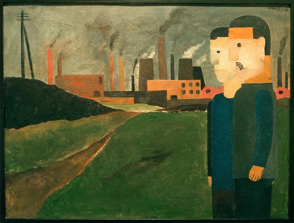 Industrial landscape with workers à Franz W. Seiwert