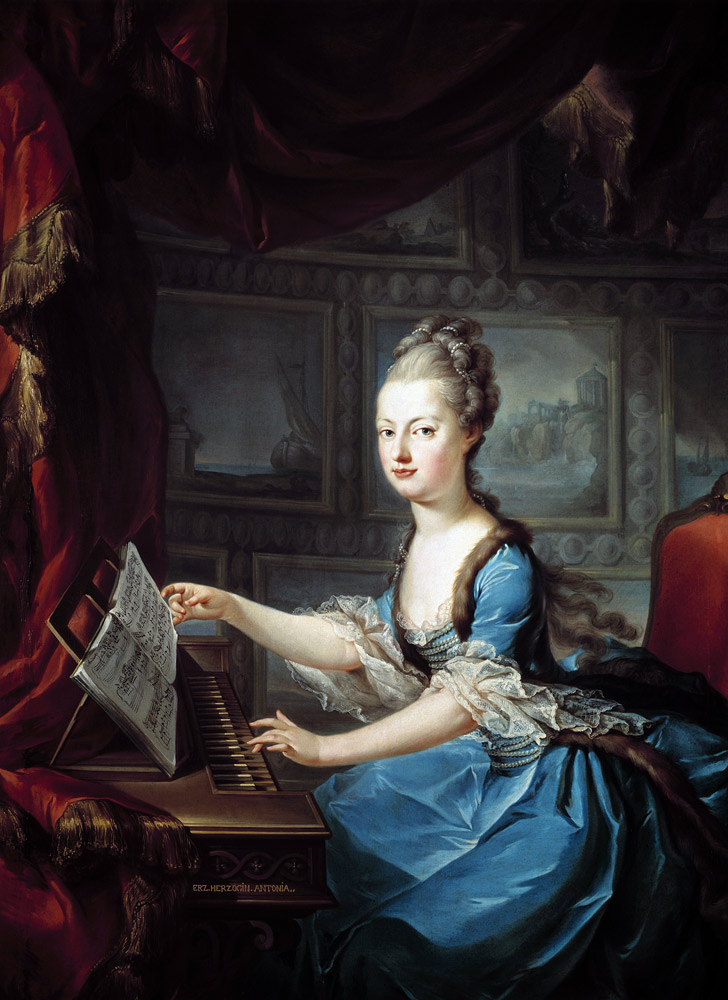 Archduchess Marie Antoinette Habsburg-Lothringen (1755-93) at the spinnet fifteenth child of Empress à Franz Xaver Wagenschon