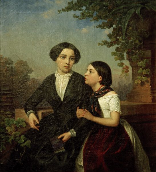 Winterhalter / Two girls on balcony à Franz Xaver Winterhalter