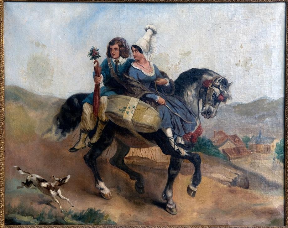 Bauernpaar zu Pferde à Ecole française du XIXe siècle