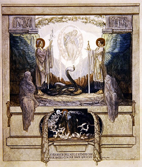 Illustration from Dante''s ''Divine Comedy'', Purgatory, Canto VIII: 24 à Franz von (Choisy Le Conin) Bayros