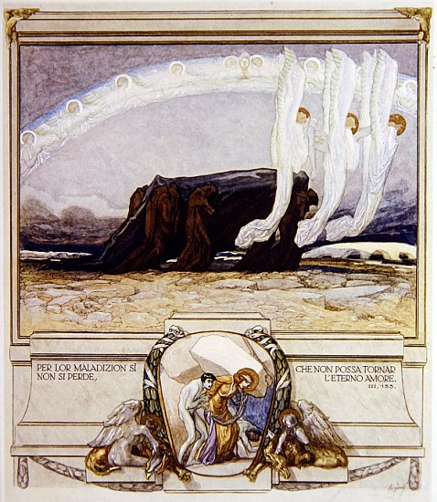 Illustration from Dante''s ''Divine Comedy'', Purgatory, Canto II: 135 à Franz von (Choisy Le Conin) Bayros