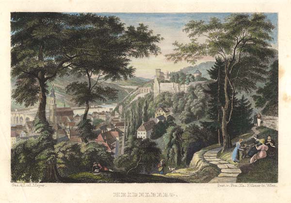 Heidelberg , View from the West à Franz Xaver Eisner