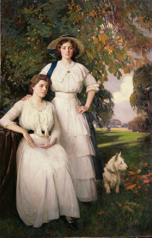 Portrait of Two Young Women in an Autumn Landscape à Fred Hall