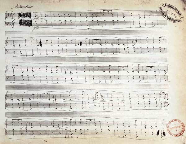 Facsimile of the score of 'Ballade Number 2 in F' à Frederic Chopin