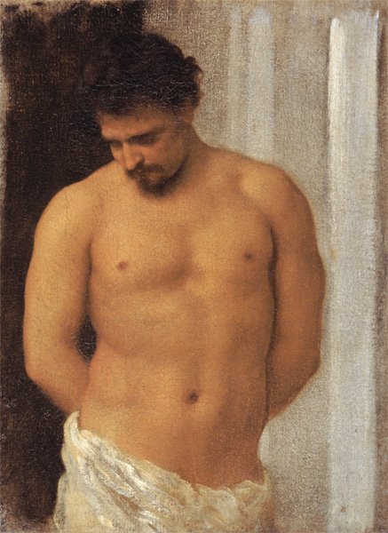 Study of a Male Figure (oil on canvas) à Frederic Leighton