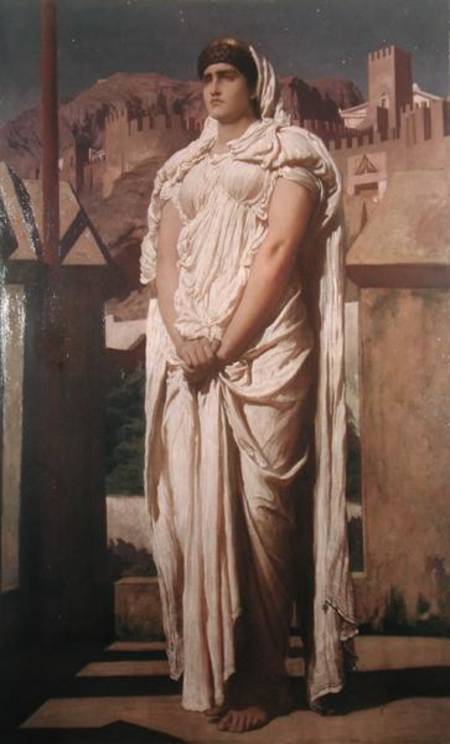 Clytemnestra from the Battlements of Argos Watches for the Beacon Fires which are to Announce the Re à Frederic Leighton