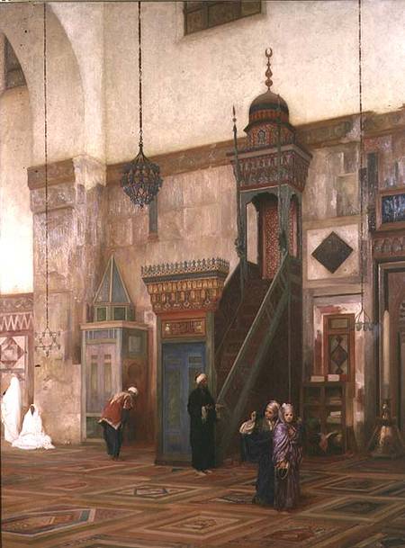 Detail of the interior of the Grand Mosque, Damascus à Frederic Leighton