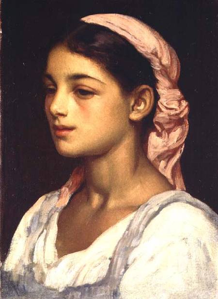Head Of An Italian Girl Frederic Leighton En Reproduction Imprimée Ou