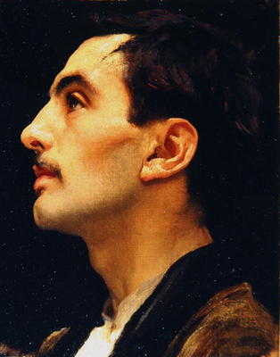 Head of an Italian Model, c.1855 (oil on canvas) à Frederic Leighton