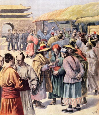 Disturbances in Seoul, cover of 'Le Petit Journal', 13th August 1894 (colour litho) à Frederic Lix