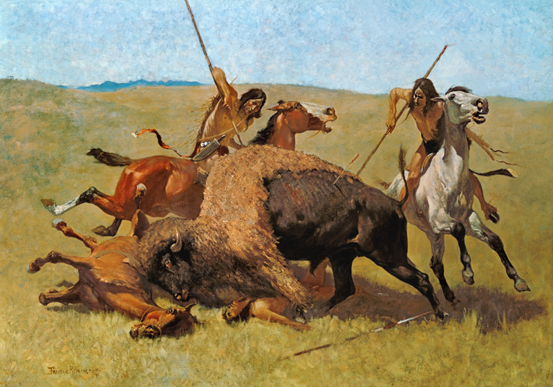 Indien avec la chasse au buffle. à Frederic Remington