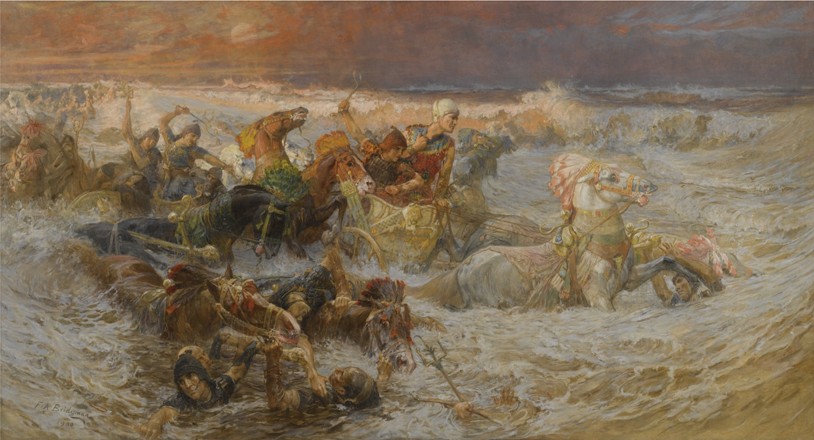 Pharaoh's Army Engulfed by the Red Sea à Frederick Arthur Bridgman