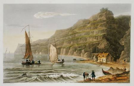 Shanklin Bay, from 'The Isle of Wight Illustrated, in a Series of Coloured Views', engraved by P. Ro à Frederick Calvert